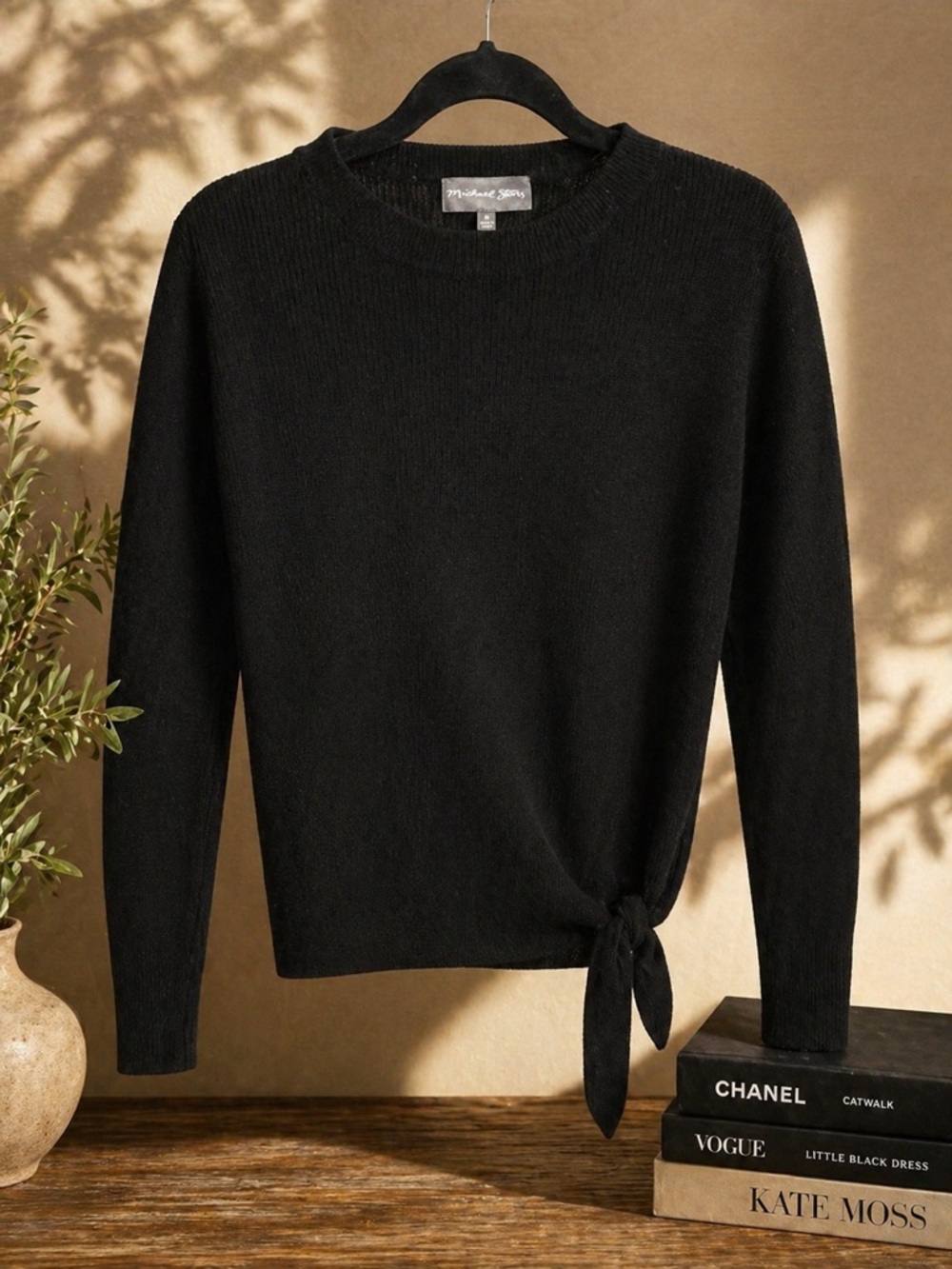 Michael Stars Black Ribbed Crewneck Sweater